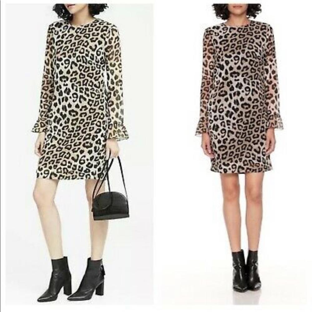 Banana Republic Leopard Long Sleeve Dress